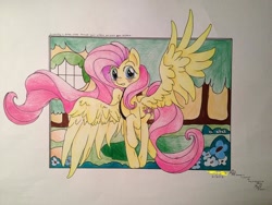 Size: 784x588 | Tagged: safe, artist:ados-e, fluttershy, pegasus, pony, female, mare, solo, traditional art