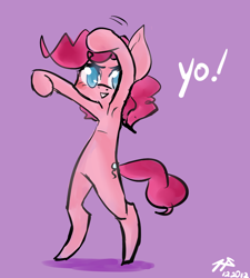 Size: 1000x1111 | Tagged: safe, artist:pyupew, pinkie pie, pony, bipedal, solo