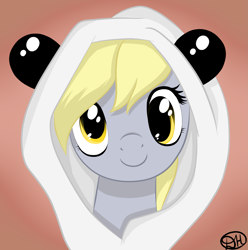 Size: 2517x2535 | Tagged: safe, derpy hooves, panda, pegasus, pony, clothes, costume, female, mare, solo