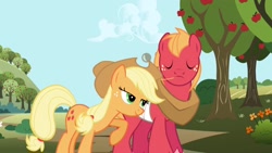 Size: 1920x1080 | Tagged: safe, screencap, applejack, big macintosh, earth pony, pony, applebuck season, lidded eyes, male, out of context, stallion