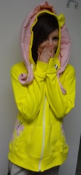 Size: 477x1024 | Tagged: safe, fluttershy, human, clothes, hoodie, irl, irl human, photo, solo