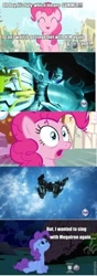 Size: 338x960 | Tagged: safe, pinkie pie, earth pony, pony, comic, death, hot nuts, hub logo, megatron, roflbot, transformers