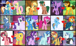 Size: 1752x1072 | Tagged: safe, artist:3d4d, derpibooru import, applejack, cheese sandwich, fancypants, fire streak, flash sentry, fluttershy, gloriosa daisy, party favor, pinkie pie, pokey pierce, rainbow dash, rarity, soarin', starlight glimmer, sunburst, sunset shimmer, timber spruce, twilight sparkle, twilight sparkle (alicorn), alicorn, earth pony, pegasus, pony, unicorn, applespruce, crack shipping, female, fireshy, flashdaisy, grin, male, mane six, mare, partyglimmer, pokity, rainburst, shipping, shipping domino, smiling, soarinpie, stallion, straight, sunpants, twicheese