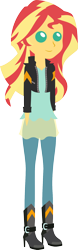 Size: 670x2136 | Tagged: safe, artist:kingdark0001, sunset shimmer, equestria girls, clothes, cute, high heel boots, leather jacket, pants, pointy people, simple background, smiling, solo, transparent background