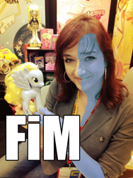 Size: 774x1032 | Tagged: safe, edit, derpy hooves, human, chim, comic con, doll, irl, irl human, lauren faust, milky way (milky way and the galaxy girls), milky way and the galaxy girls, morrowind, obscure reference, photo, reference, the elder scrolls, toy, vivec
