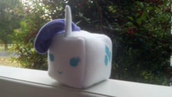 Size: 816x460 | Tagged: safe, artist:oceanblue97, rarity, cube, irl, marshmallow, photo, plushie, rarity is a marshmallow, solo