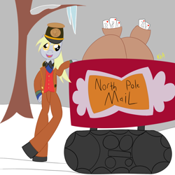 Size: 900x900 | Tagged: safe, artist:king-of-aces, derpy hooves, anthro, christmas, fred astaire, mailmare, rankin/bass, s.d. kluger, santa claus is comin' to town, solo