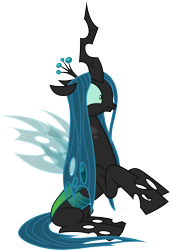 Size: 3000x4414 | Tagged: safe, artist:cloudyglow, queen chrysalis, changeling, changeling queen, frenemies (episode), .ai available, confused, female, simple background, sitting, solo, transparent background, vector