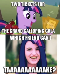 Size: 492x600 | Tagged: safe, derpibooru import, edit, edited screencap, screencap, twilight sparkle, the ticket master, apple, exploitable meme, friday, image macro, meme, rebecca black