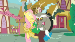 Size: 960x540 | Tagged: safe, artist:foxwing mabon-tail, artist:mickeymonster, discord, fluttershy, pegasus, pony, animated, dragonball z abridged, hilarious in hindsight, squeezin' it, youtube