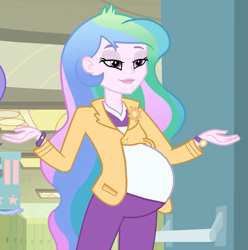 Size: 697x703 | Tagged: safe, princess celestia, principal celestia, equestria girls, momlestia, preglestia, pregnant, principal preglestia