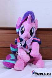 Size: 3456x5184 | Tagged: safe, artist:nekokevin, starlight glimmer, twilight sparkle, twilight sparkle (alicorn), alicorn, pony, unicorn, series:nekokevin's glimmy, irl, life size, photo, plushie, starlight's little twibird, watermark