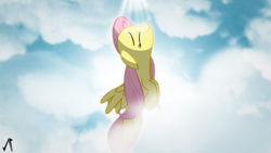 Size: 1920x1080 | Tagged: safe, artist:justaninnocentpony, fluttershy, pegasus, pony, cloud, cloudy, solo, vector, wallpaper