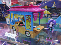 Size: 960x720 | Tagged: safe, starlight glimmer, sunset shimmer, equestria girls, doll, equestria girls minis, food, food truck, japanese, sdcc 2017, sunset sushi, sushi, toy, truck