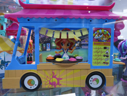 Size: 960x720 | Tagged: safe, starlight glimmer, sunset shimmer, equestria girls, doll, equestria girls minis, food, food truck, irl, japanese, photo, sunset sushi, sushi, toy, truck