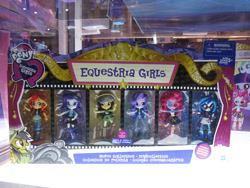 Size: 960x720 | Tagged: safe, daring do, dj pon-3, pinkie pie, rarity, starlight glimmer, sunset shimmer, vinyl scratch, equestria girls, doll, equestria girls minis, irl, package, photo, sdcc 2017, toy