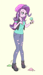 Size: 700x1200 | Tagged: safe, artist:zetamad, starlight glimmer, equestria girls, mirror magic, spoiler:eqg specials, beanie, dropped ice cream, food, hat, ice cream, ice cream cone, signature, solo