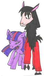 Size: 528x912 | Tagged: safe, artist:cmara, derpibooru import, twilight sparkle, llama, crossover, crossover shipping, female, kuzco, male, shipping, straight, the emperor's new groove, traditional art