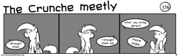 Size: 1280x404 | Tagged: safe, artist:tetrapony, derpy hooves, pegasus, pony, comic:the daily derp, comic, female, mare, monochrome, the crunche meetly