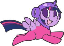 Size: 3005x2160 | Tagged: safe, artist:elslowmo, artist:mewball, derpibooru import, twilight sparkle, twilight sparkle (alicorn), alicorn, pony, chibi, colored, crossover, cute, female, mare, mr driller, simple background, solo, transparent background, twiabetes, vector