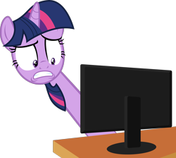 Size: 5000x4487 | Tagged: safe, artist:the-crusius, derpibooru import, twilight sparkle, .ai available, absurd resolution, computer, do not want, monitor, reaction image, simple background, transparent background, vector