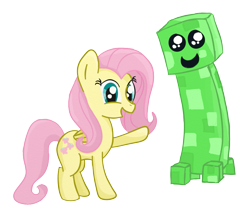 Size: 901x755 | Tagged: safe, artist:evetssteve, fluttershy, pegasus, pony, creeper, female, mare, pink mane, yellow coat