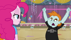 Size: 1920x1080 | Tagged: safe, edit, edited screencap, screencap, pinkie pie, snips, equestria girls, equestria girls (movie), duo, snips shirt, stone cold steve austin