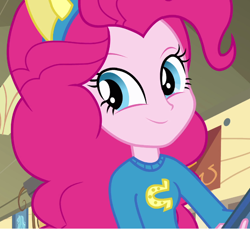 Size: 688x629 | Tagged: safe, pinkie pie, equestria girls, equestria girls (movie), cheerleader, helping twilight win the crown, solo