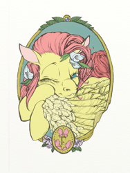 Size: 450x600 | Tagged: safe, artist:fillyphalanx, fluttershy, pegasus, pony, bust, portrait, solo