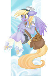 Size: 830x1200 | Tagged: safe, artist:falleninthedark, derpy hooves, anthro, mailmare, solo