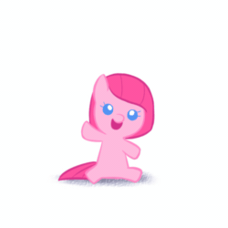 Size: 500x500 | Tagged: safe, artist:apzzang, pinkie pie, earth pony, pony, animated, ask-grow-pinkie, blinking, cute, cuteamena, daaaaaaaaaaaw, diapinkes, filly, foal, hnnng, looking at you, open mouth, pinkamena diane pie, sitting, smiling, solo, waving, younger