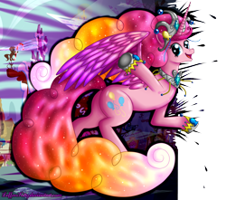 Size: 1700x1500 | Tagged: safe, artist:leffenkitty, pinkie pie, alicorn, pony, alicornified, fourth wall, pinkiecorn, race swap, solo, xk-class end-of-the-world scenario