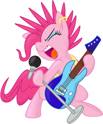 Size: 4159x5000 | Tagged: safe, artist:mickeymonster, artist:spier17, pinkie pie, earth pony, pony, absurd resolution, alternate hairstyle, earring, guitar, microphone, mohawk, punk, punkie pie, screaming, simple background, solo, spikes, transparent background, vector, yelling