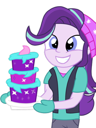 Size: 1200x1600 | Tagged: safe, artist:toyminator900, starlight glimmer, equestria girls, cake, food, simple background, smiling, solo, transparent background