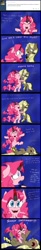 Size: 850x5200 | Tagged: safe, artist:ichibangravity, king sombra, pinkie pie, oc, earth pony, pony, unicorn, ask king sombra pie, blushing, comic, cute, hug, prosthetics, triste savoir