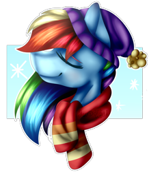 Size: 2733x3134 | Tagged: safe, artist:dancing-strut-art, derpibooru import, rainbow dash, pegasus, pony, clothes, eyes closed, scarf, solo