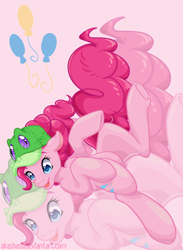 Size: 1100x1500 | Tagged: safe, artist:akashasi, gummy, pinkie pie, earth pony, pony, custom, hat, solo