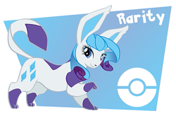 Size: 599x400 | Tagged: safe, artist:toyoll, rarity, glaceon, pokefied, pokémon, solo, species swap