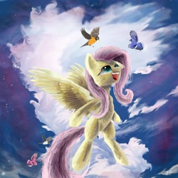 Size: 4000x4000 | Tagged: safe, artist:owlvortex, fluttershy, bird, pegasus, pony, female, mare, solo