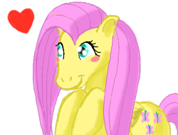 Size: 450x340 | Tagged: safe, artist:judith-estelle, fluttershy, horse, pegasus, pony, blushing, deviantart muro, heart, solo