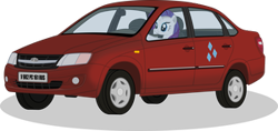 Size: 300x142 | Tagged: safe, artist:dolphinfox, rarity, pony, unicorn, .svg available, car, cutie mark on vehicle, lada, lada granta