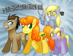 Size: 900x695 | Tagged: safe, artist:mylittlesheepy, carrot top, derpy hooves, dinky hooves, doctor whooves, golden harvest, pegasus, pony, derpygate, female, mare