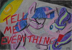 Size: 2905x2026 | Tagged: safe, artist:easterforest92, starlight glimmer, twilight sparkle, twilight sparkle (alicorn), alicorn, pony, a royal problem, serious, serious face, traditional art