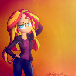 Size: 742x742 | Tagged: safe, artist:wubcakeva, sunset shimmer, equestria girls, breasts, female, solo