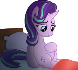 Size: 1983x1776 | Tagged: safe, artist:justsomepainter11, edit, starlight glimmer, pony, bed, belly, cute, female, pregnant, simple background, smiling, solo, transparent background, vector