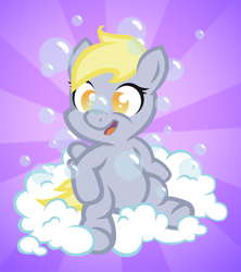 Size: 600x676 | Tagged: safe, artist:broccolimeansfun, derpy hooves, bubble, filly, solo