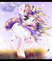 Size: 1881x2218 | Tagged: safe, artist:carligercarl, rarity, pony, unicorn, clip-on earring, clothes, grass, loose hair, scarf, solo, windswept mane