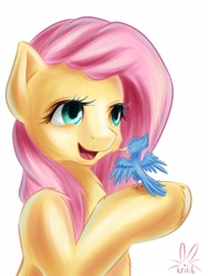 Size: 1200x1600 | Tagged: safe, artist:krololo, fluttershy, bird, pegasus, pony, female, mare, solo