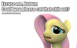 Size: 960x600 | Tagged: safe, artist:pinkie diane roosevelt phd, fluttershy, pegasus, pony, 3d, gmod, reaction image, solo, vulgar