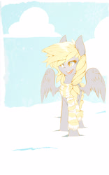 Size: 2500x4000 | Tagged: safe, artist:cynicalgrin, derpy hooves, pegasus, pony, clothes, female, mare, scarf, snow, solo